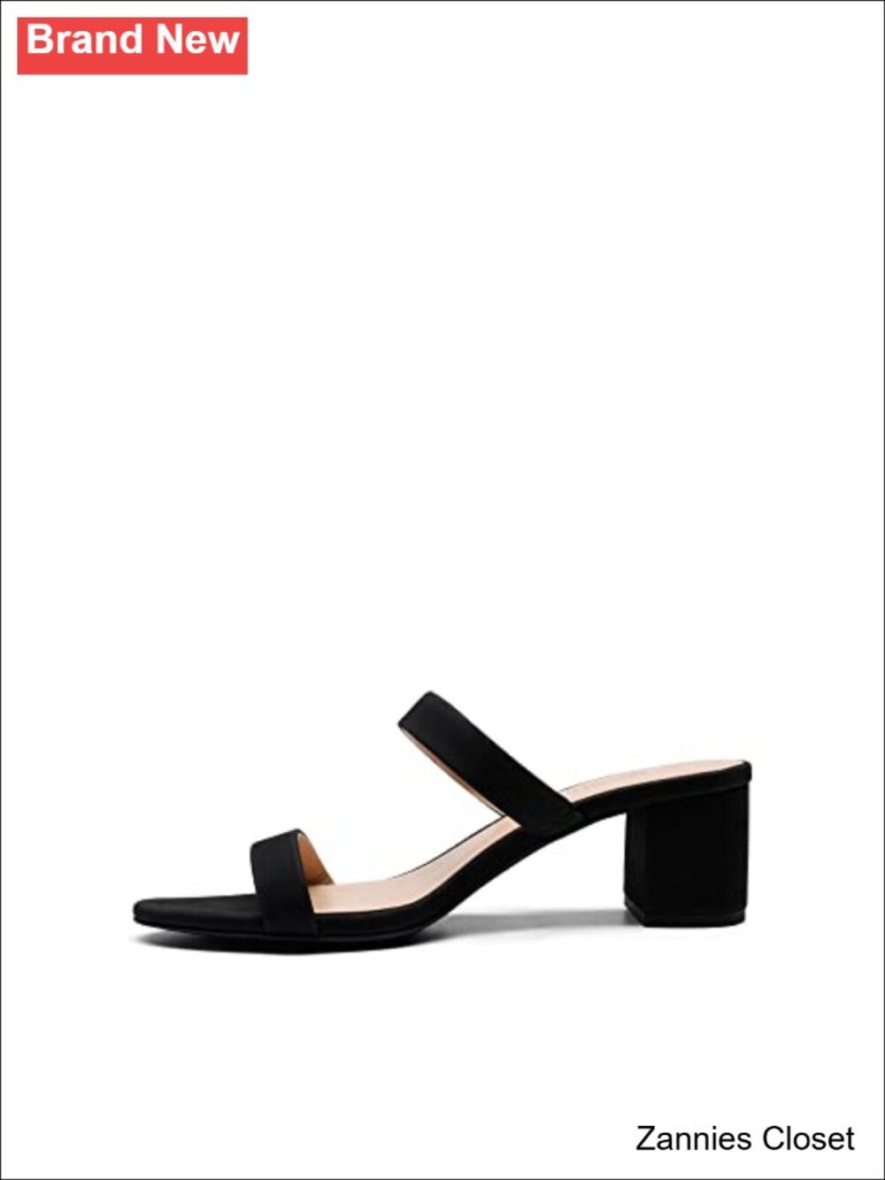 β¨ Women's Comfort Block Slip On Mule Heels Faux Leather Double Strap - Picture 3 of 6